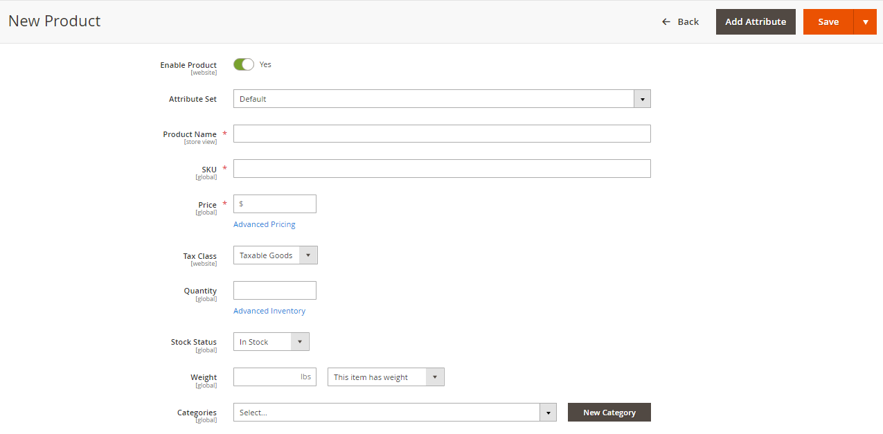 Screenshot of the ‘Product Details Information’ section from the Magento admin panel