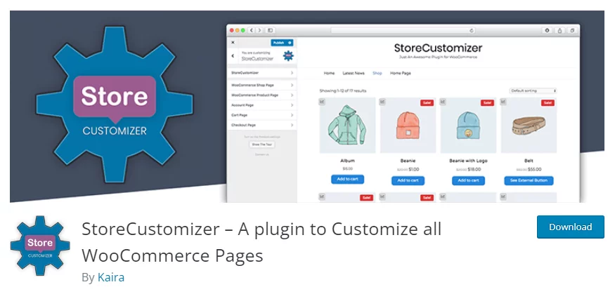 StoreCustomizer plugin listing in the WordPress repository.