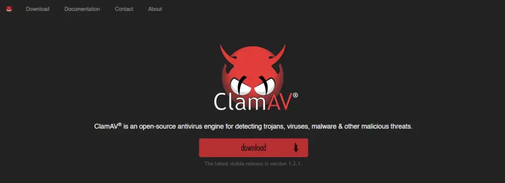 Screenshot of the ClamAV scanner webpage