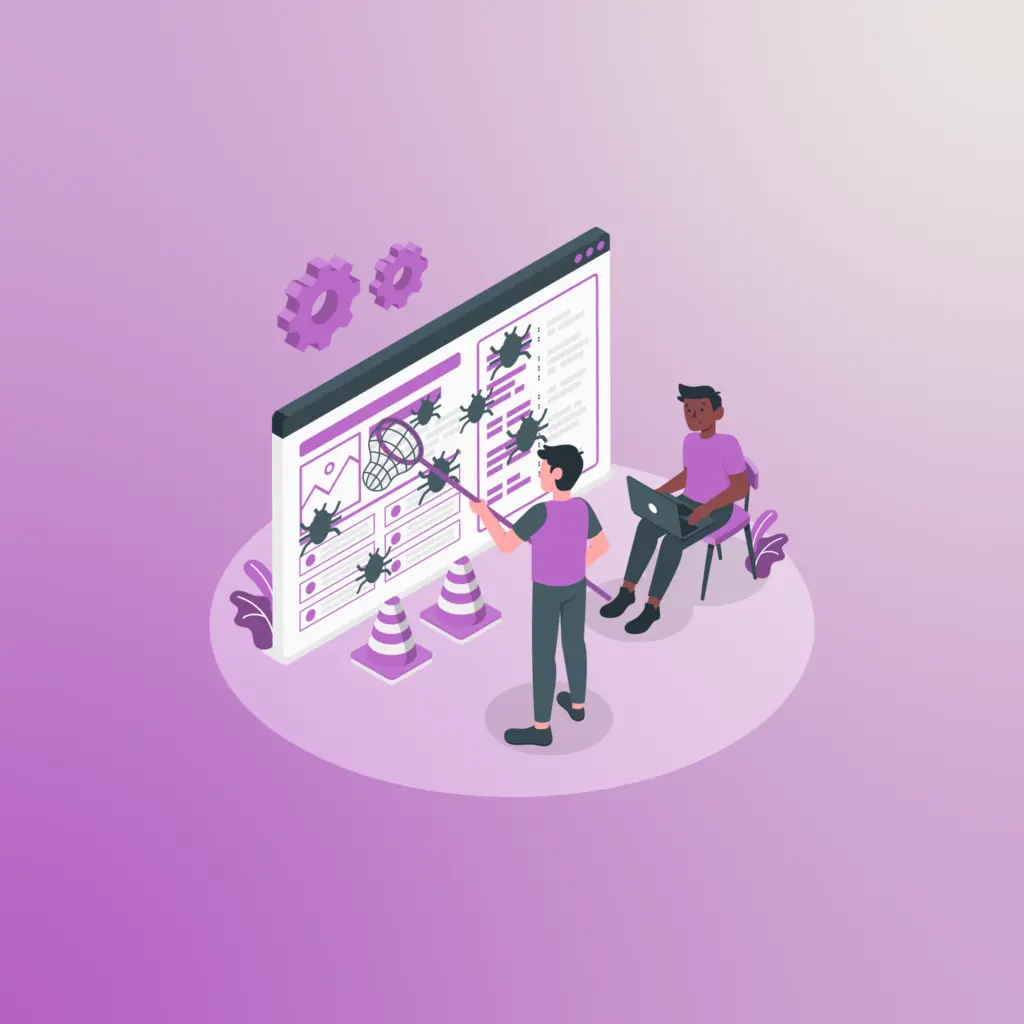 Team of cybersecurity experts engaging in malware remediation, extracting virus symbols from computer screens.