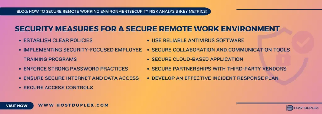 comprehensive list of security measures for a secure remote work environment