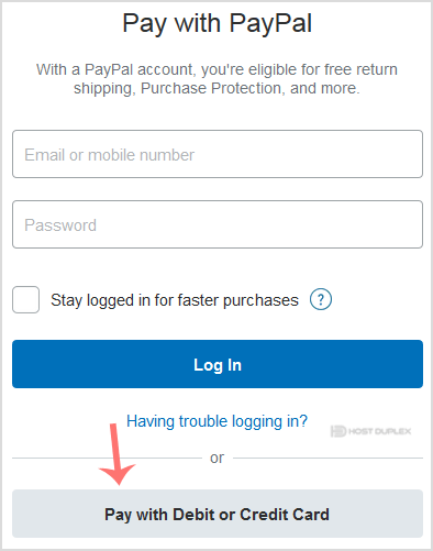 Pay with paypal shop without account